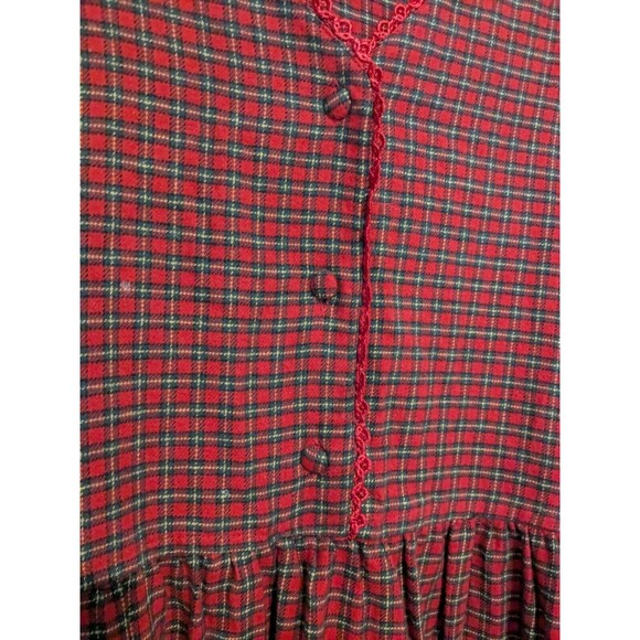 Victorias Secret Country Red Plaid Cotton Flannel Nightgown Prairie Cottage L - Picture 4 of 5